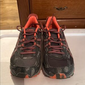 Asics Black and Orange Sneakers Rugged Mesh Design